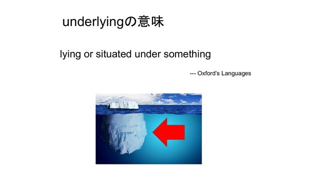 underlyingの意味
lying or situated under something
--- Oxford’s Languages
