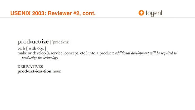 USENIX 2003: Reviewer #2, cont.
