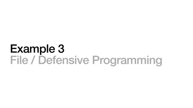 Example 3


File / Defensive Programming
