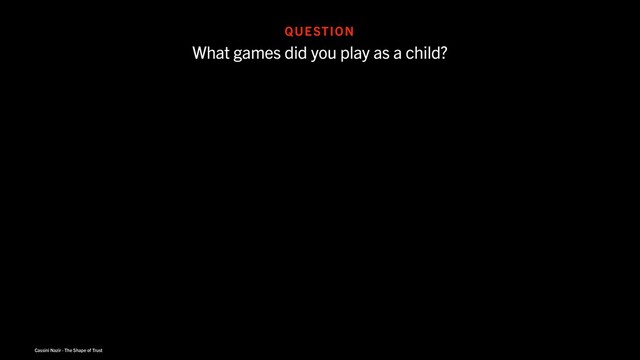 Cassini Nazir · The Shape of Trust
QUESTION
What games did you play as a child?

