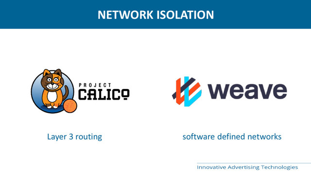 NETWORK ISOLATION
Layer 3 routing software defined networks
