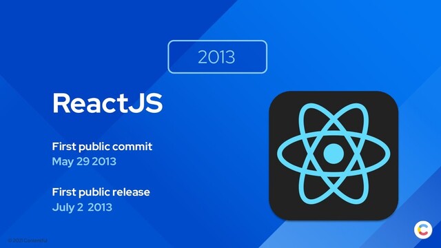 © 2021 Contentful
ReactJS
First public commit
May 29 2013
First public release
July 2 2013
2013
