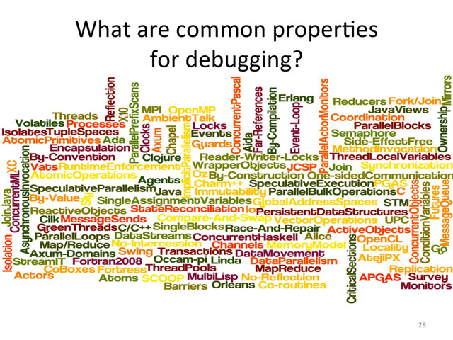 What are common properFes
for debugging?
28
