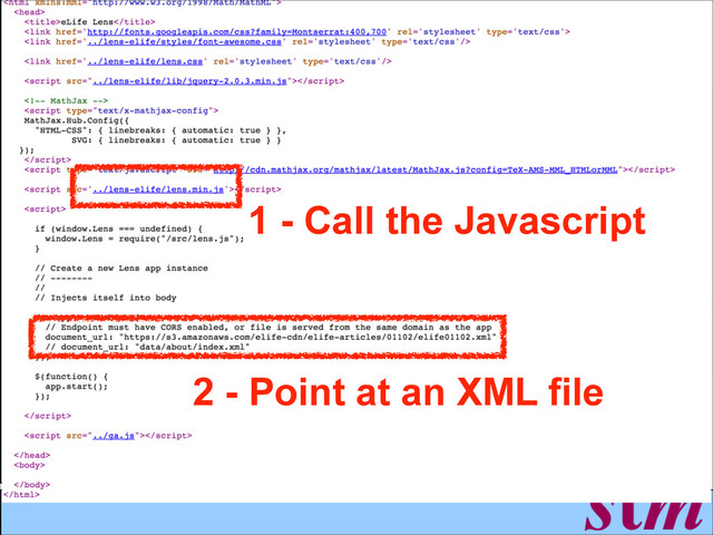 1 - Call the Javascript
2 - Point at an XML file
