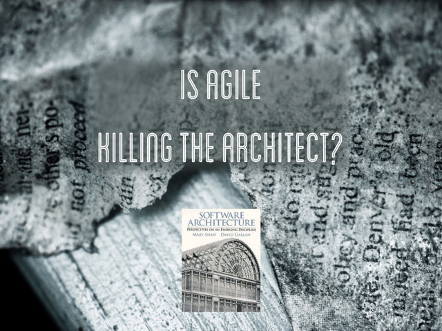 IS Agile
killingthe architect?
