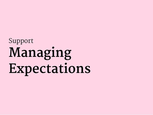 Support
Managing
Managing
Expectations
Expectations
