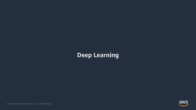 © 2020, Amazon Web Services, Inc. or its Affiliates.
Deep Learning
