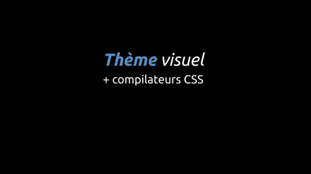 Thème visuel
+ compilateurs CSS
