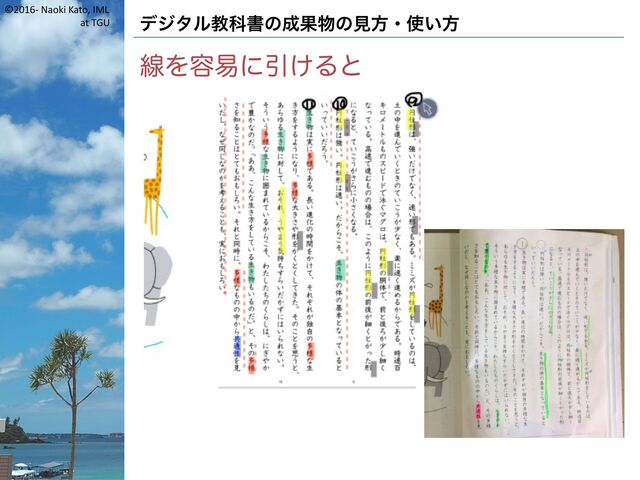 ©2016- Naoki Kato, IML
at TGU デジタル教科書の成果物の見方・使い方
線を容易に引けると
