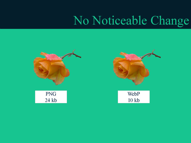 No Noticeable Change
PNG
24 kb
WebP
10 kb
