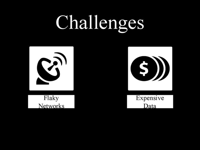 Expensive
Data
Flaky
Networks
Challenges
