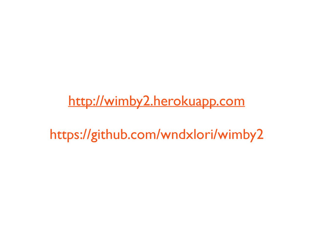http://wimby2.herokuapp.com
https://github.com/wndxlori/wimby2
