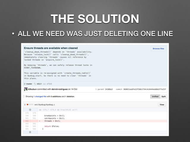 THE SOLUTION
• ALL WE NEED WAS JUST DELETING ONE LINE
