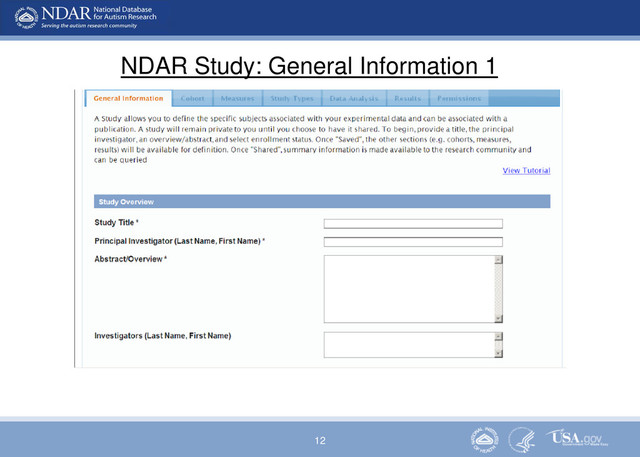12
NDAR Study: General Information 1
