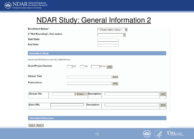 13
NDAR Study: General Information 2
