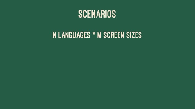 SCENARIOS
n languages * m screen sizes

