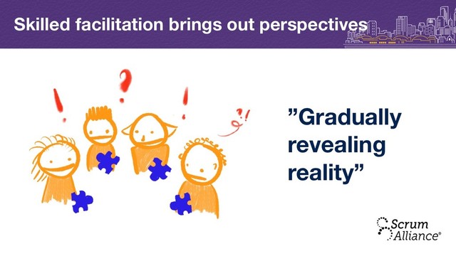 Skilled facilitation brings out perspectives
”Gradually
revealing
reality”
