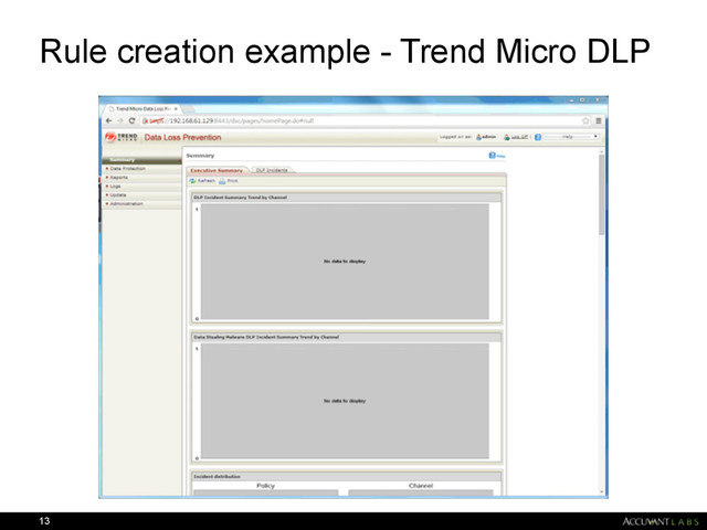 Rule creation example - Trend Micro DLP
13

