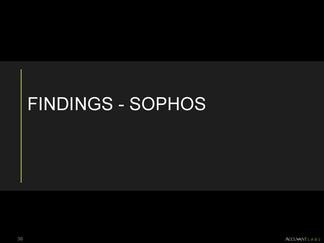 FINDINGS - SOPHOS
30
