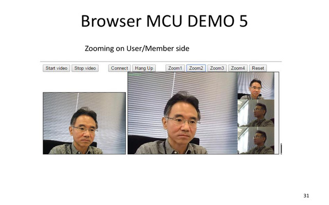 Browser MCU DEMO 5
31
Zooming on User/Member side
