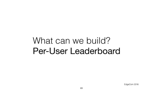 What can we build?
Per-User Leaderboard
69
EdgeCom 2016
