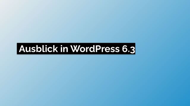 Ausblick in WordPress 6.3
