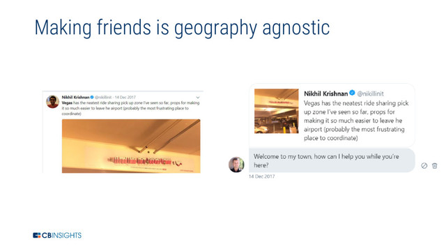 12
Making friends is geography agnostic
