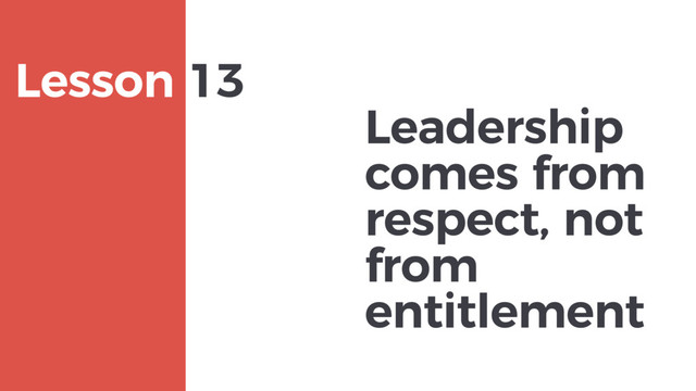 Leadership
comes from
respect, not
from
entitlement
MAXBORN
Lesson 13
