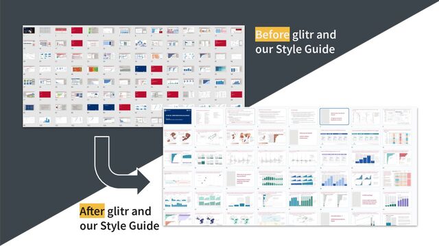 Before glitr and
our Style Guide
After glitr and
our Style Guide
