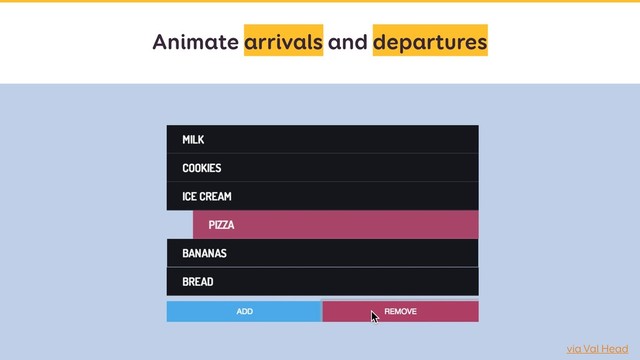 Animate arrivals and departures
via Val Head
