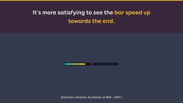 It’s more satisfying to see the bar speed up
towards the end.
(Harrison, Amento, Kuznetsov et Bell - 2007 )

