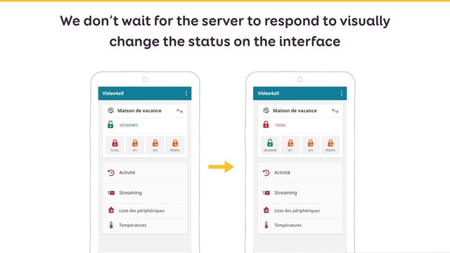 We don’t wait for the server to respond to visually
change the status on the interface
