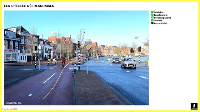 © innovation copilots 2022
LES 5 RÈGLES NÉERLANDAISES
✅ Cohésion
✅ Immédiateté
✅ Sécurité passive
✅ Confort
⬛ Attractivité
Haarlem, NL
