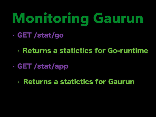 Monitoring Gaurun
w (&5TUBUHP
w 3FUVSOTBTUBUJDUJDTGPS(PSVOUJNF
w (&5TUBUBQQ
w 3FUVSOTBTUBUJDUJDTGPS(BVSVO
