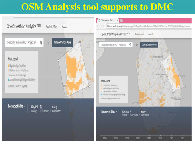 OSM Analysis tool supports to DMC

