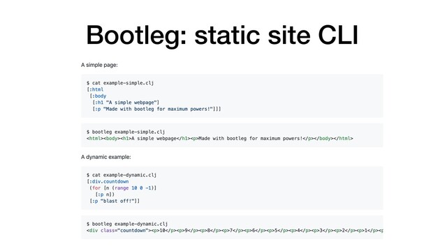 Bootleg: static site CLI
