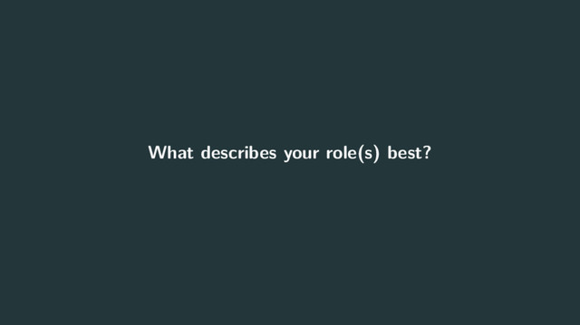 What describes your role(s) best?
