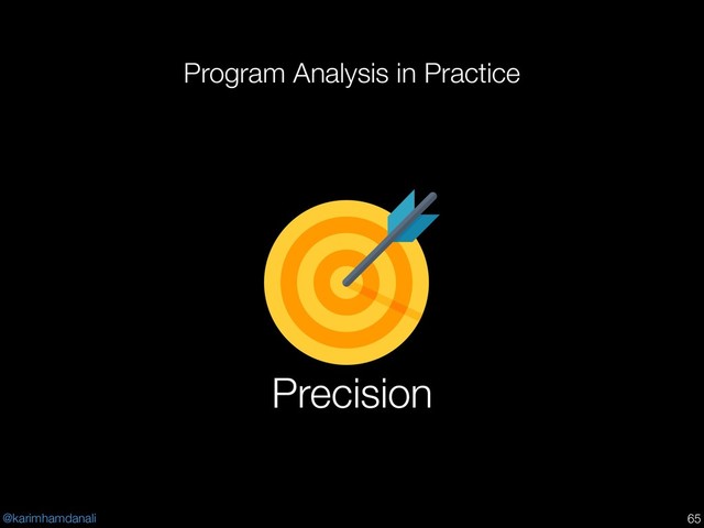@karimhamdanali
Program Analysis in Practice
!65
Precision
