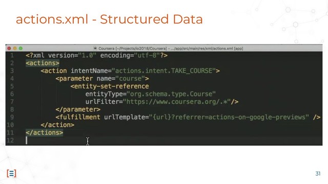 actions.xml - Structured Data
31
