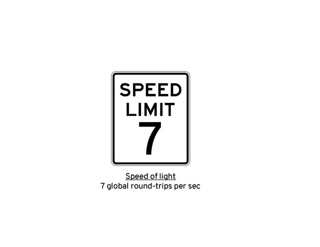 Speed of light
7 global round-trips per sec
7
