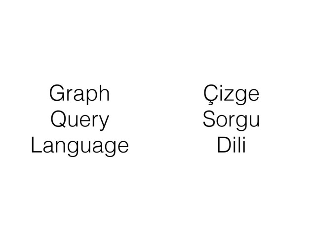 Graph
Query
Language
Çizge
Sorgu
Dili
