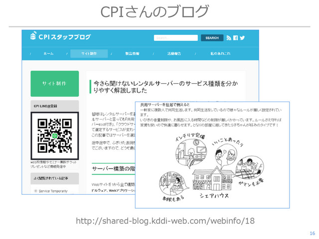 CPIさんのブログ
16
http://shared-blog.kddi-web.com/webinfo/18
