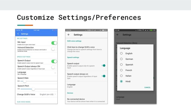 Customize Settings/Preferences
