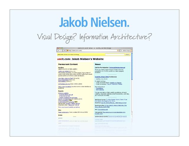 Jakob Nielsen.
Visual Design? Information Architecture?

