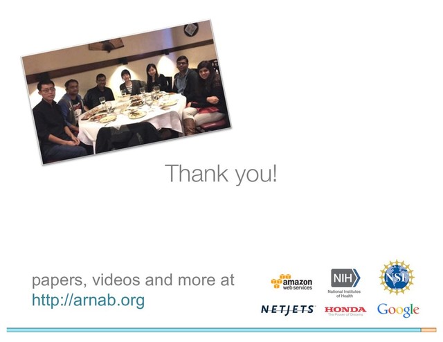 Thank you!
papers, videos and more at
http://arnab.org
