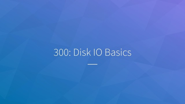 300: Disk IO Basics
