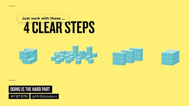 DOING IS THE HARD PART
#FBTB19 @MrStickdorn
4 CLEAR STEPS
Just work with these …
