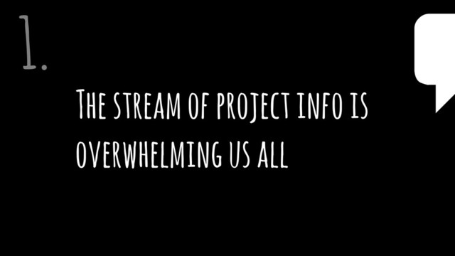 The stream of project info is
overwhelming us all
1. $
