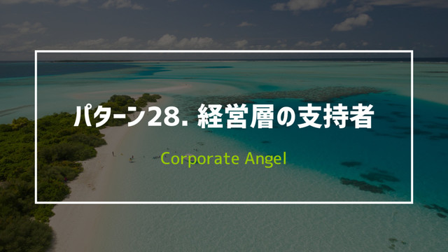 パターン28. 経営層の支持者
Corporate Angel

