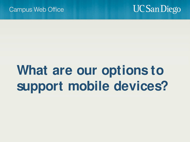 What are our options to
support mobile devices?
